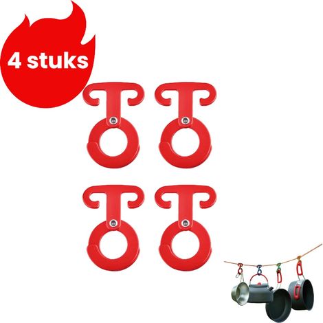 Ensemble de 4 boucles coupe vent pour tente extérieure plaques antidérapantes réglables en alliage d aluminium crochets de fixation multifonctionnels couleur rouge (1/5)