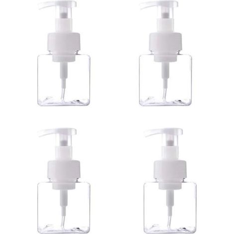 4pcs 250 ml Boîteille de Distribution en Plastique Transparent, Distributeur de Savon Manuel, Boîteille de Distributeur de Savon, Adapté au Savon Liquide et au Désinfectant pour Les Mains-Fei Yu (1/5)