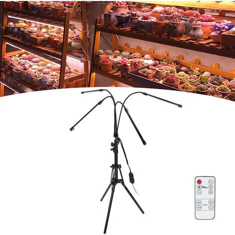 Lampe de croissance LED à 4 têtes avec trépied, minuterie et variateur à distance, prise UE 100-240 V (1/5)