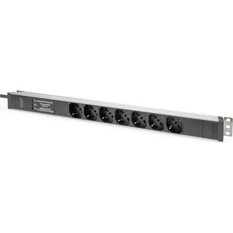Multiprise - 7 Prises - Montage Vertical en Armoire réseau ou Serveur - Version Italienne - 250VAC - 50/60Hz - 16A - 4000W - avec Protection Contre Les surtensions