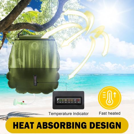 Sac de douche solaire Sac de douche de camping solaire de 20 litres Tuyau détachable Pommeau de douche avec interrupteur marche/arrêt Douche de voyage Douche portable pour la plage, la natation e (1/5)
