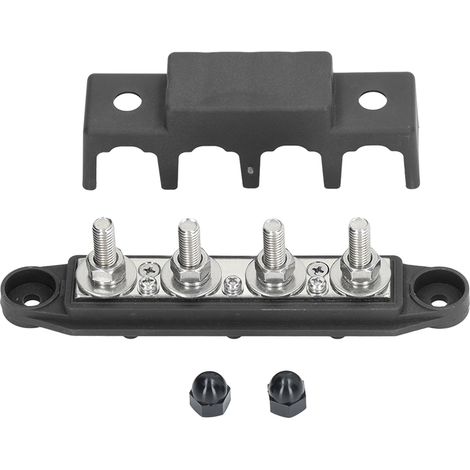 Bloc de distribution électrique à 4 bornes avec couvercle, barre omnibus marine 3/8 po pour VR, bateaux et remorques, 12-48 V, noir (1/5)