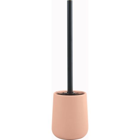 Brosse WC Céramique Maonie Rose Design Scandinave Suspendu Support en INOX Manche Ergonomique Long Ø10,4 x 38,8 cm Tête en Silicone Facile à Nettoyer