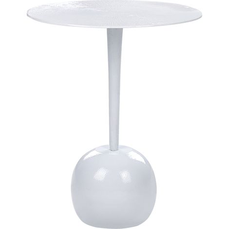 Mesa auxiliar de metal blanco 40 cm tablero tallado sala de estar recibidor Eucla (1/5)
