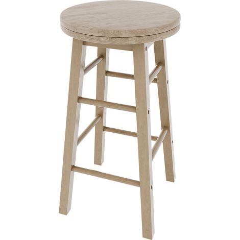 Wooden Revolving Bar Stool Solid Pine Kitchen Dining Room Seat, Pine (1/5)