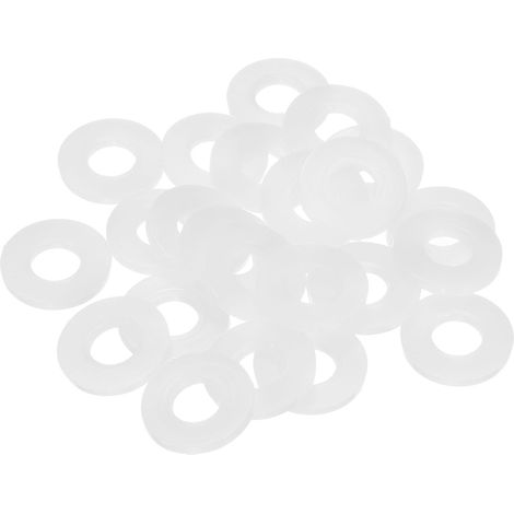 Rondelle Plate En Nylon M8, 24 Pcs 8mm Alésage 19mm Diamètre Extérieur 2mm Épaisseur Joint D'Étanchéité En Plastique Espaceur Pour Vis Flanges Robinet Vannes Tuyaux, Blanc (1/5)