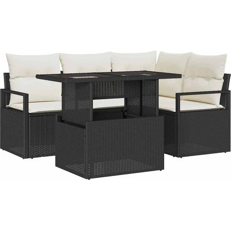 Maison Exclusive - Garten-Sofa-Set mit Kissen 5 pcs Schwarz und C
