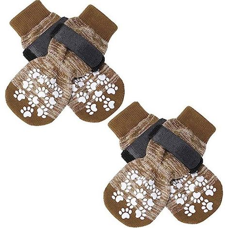 4 chaussettes antidérapantes pour chiens, double adhérence intérieure/extérieure, tissu polyester élastique et respirant, pour intérieur et surfaces froides ou chaudes (1/5)