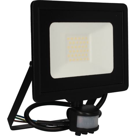 Projecteur LED mural avec détecteur IR KALI IP44 - 4000K Noir 30W - 2550lm
