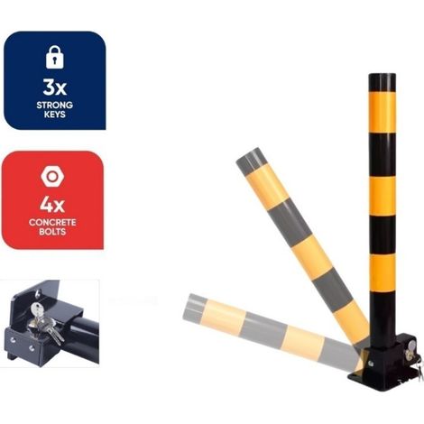 Klappbarer Stahl-Absperrpfosten / Pfahl zum Absperren von Parkplätzen mit Schließsystem – 60 cm, 3 Schlüssel