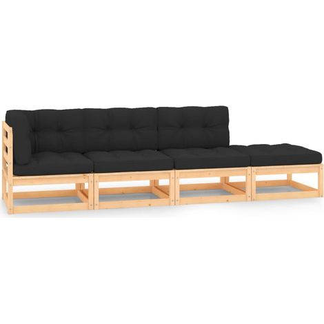 4-tlg. Garten-Lounge-Set,Gartenmöbel-Set mit Kissen Massivholz Kiefer vidaXL277950 (1/5)