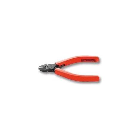 Facom – Pince micro coupante axiale 110 mm – Coupe axiale – Présentation brunie mate avec gaine rouge – Ressort d'ouverture