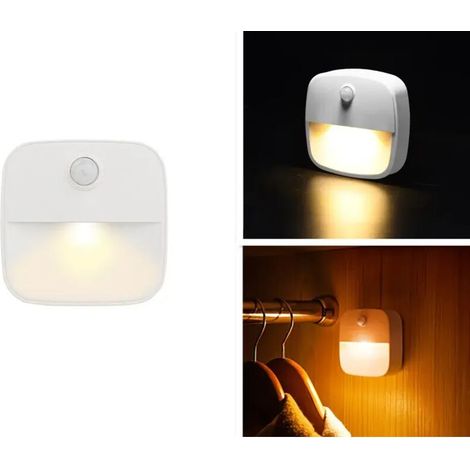 Veilleuse LED - Capteur De Mouvement PIR - Détecteur De Luminosité Automatique - Pour Couloir Escalier Salle De Bain - 2 Pièces (1/5)