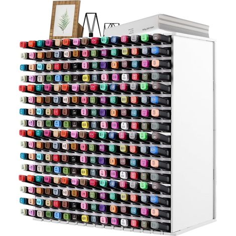 Felt Tip Pen Storage 240 Holes White Office Storage 36.5 x 35 x 13 cm PVC 5 mm Desk Pencil Holder with Screws and Screwdriver for Artist Workshop (1/5)
