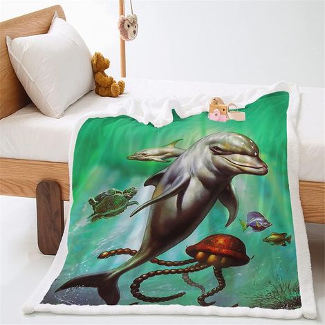 Couvertures et Plaids Océano Imprimé en 3D Épaisse Douce en Peluche Couette Literie Couverture Canapé Camping Voyage Chaud Drap de Lit Adulte Enfant (Méduse Brune,120x90cm) (1/5)