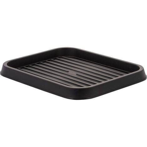 Égouttoir, Plateau, Bac à Chaussures plastique, Lot de 3, SHT-S, Noir, Clips de fermeture - L38 x P76 x H2.5 cm (1/5)
