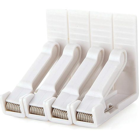 CCYKXA Set of 4 white plastic tablecloth clips with adjustable high-tension clamp, for table thicknesses up to approximately 4.5 cm, ideal for gardens, picnics, parties, kitchens, and restaurants. 5.7 (1/5)