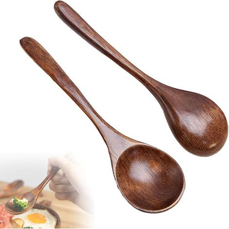 2 x Wooden Kitchen Spoons, 20 cm Wooden Spoons for Coffee Soup (1/5)