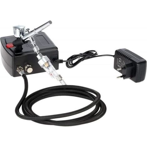 100-250V Professional Gravity Dual Action Airbrush Kit Air Compressor for Tattoo Manicure Craft Spray Model Nail Art (1/4)