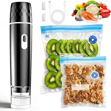 Scelleuse Sous Vide - Scelleuse À Vide Portative 100 KPA - Pour Préparation De Repas, Camping Et Voyages En Cc - 10 Sachets Réutilisables Inclus