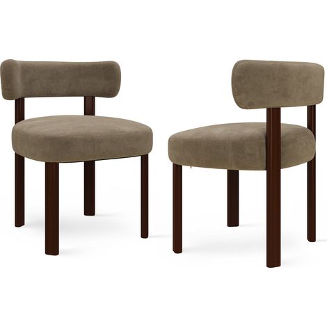 COLAMY 2er-Set Esszimmerstühle aus Massivholz, schlichtes und warmes Design - Khaki