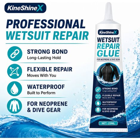 KineShineX Wasserfester Klebstoff zur Reparatur von Tauchanzügen, 25 ml: Stark, langlebig, flexibel und knickfest. Geeignet für Tauchanzüge. (1/5)