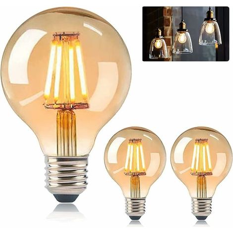 Ampoule Led Decorative - Verre Ambre Forme Sphérique - Base E27 - 220-240 V - 4 W - 360° Éclairage - 1 Pièce (1/5)