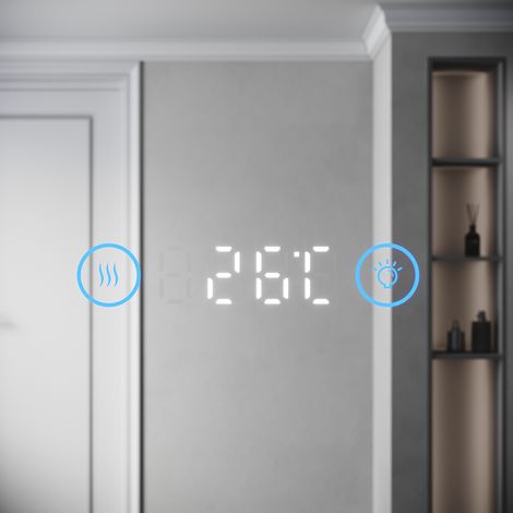 Miroir LED Salle de Bain Bluetooth 120x70cm - Miroir Lumineux avec Anti-buée, Affichage de l'Heure et Température,trois températures de couleur