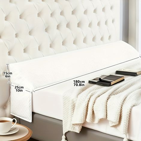Coussin de Lit Triangulaire – Cale de Remplissage pour Espace Tête. Appui-Tête et Dossier Amovible. Blanc pur (Blanc pur 180cm) (1/5)