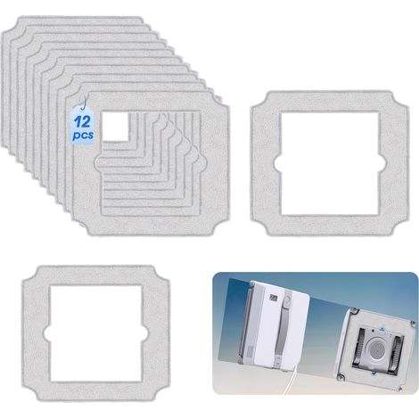 12 Pièces Serpillère Rechange Compatible avec ECOVACS WINBOT Mini, Microfibre Lingette Robot Lave Vitre pour W-CC02-0012 Lavables Chiffon de Nettoyage, Chiffons de Nettoyage Vitre Haute Absorption (1/5)