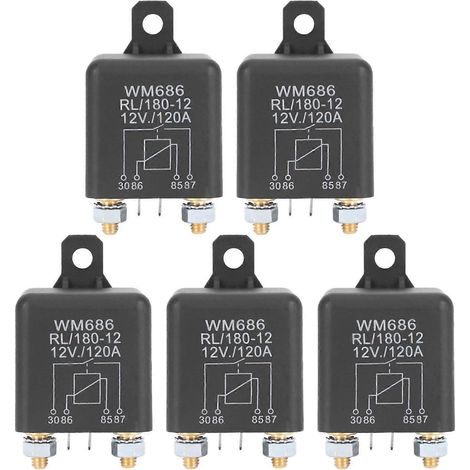 5x DC 12V Relais Batterietrennrelais 12V / 120A Spitzenlast für Pkw, Lkw, Auto (12V / 120A) (1/5)