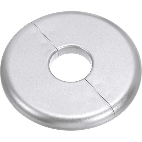 Plaque d'Écussons Auto-Adhésive Ronde en ABS 0.93"/23.5mm, Couverture Murale pour Tuyau d'Eau, Cache Mitigeur Douche Boucles Rosace Robinet Chauffage Plomberie Mural, Argenté (1/5)