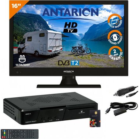 Pack TV LED 15.6" 39cm Téléviseur HD + Récepteur TNTSAT avec carte valable 4ans (1/5)