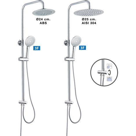 Columna de Ducha Wind Blu SQ sin grifería, Rociador acero inoxidable AISI304 de 20x20 cm. (1/2)