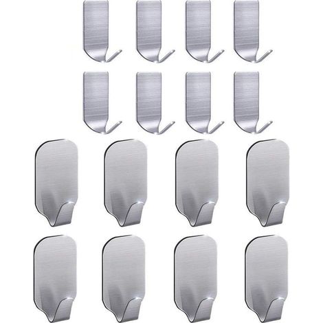 Starke Klebehaken – 16er-Packung Wandhaken, Edelstahl-Wandbefestigungen, selbstklebende Aufhängehaken (1/5)