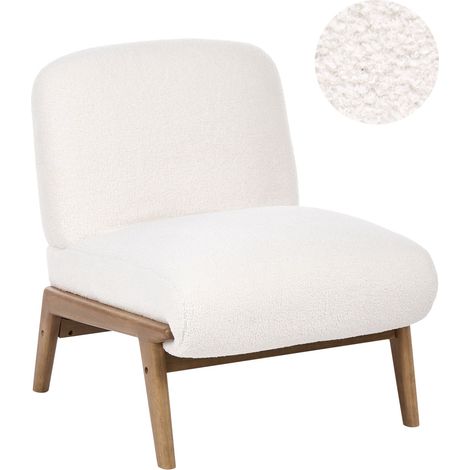 Armchair Off White Boucle Armless Accent Chair Scandinavian Style Low-Slung Lounge Chair NIVA (1/5)