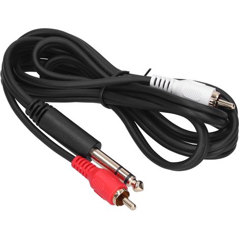 Câble audio 1,5 m avec connecteur jack 6,35 mm vers double RCA mâle plaqué or (1/5)