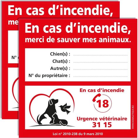 Juego de 2 pegatinas decorativas de animales de Adzif.biz para rescate en caso de incendio o emergencia – Tamaño 10 x 10 cm (1/5)