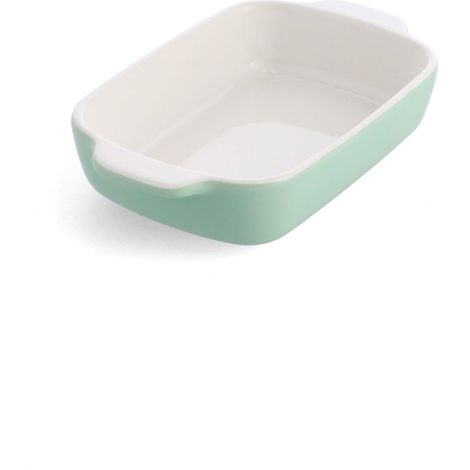 Plat à Four Rectangulaire Antiadhésif en Céramique avec Couvercle en Bambou, 20 cm/0,9L, sans PFAS, Gain de Place, Va au four jusqu'à 260°C, Va au Lave-Vaisselle, Pistache (1/5)