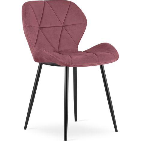 Chaise - leobert - mango - velours rose foncepieds noirs 211770206 (1/5)