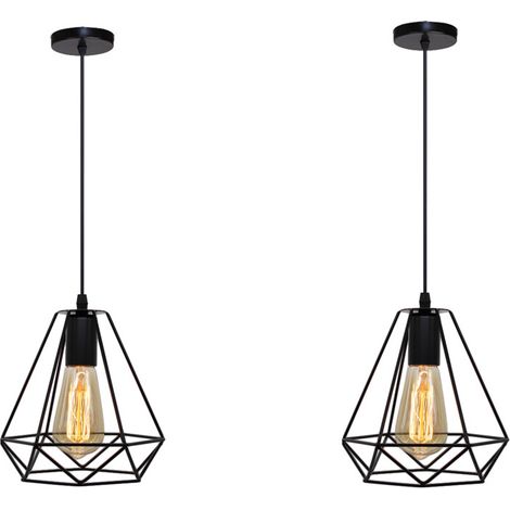 Pendelleuchte Retro Hängelampe Diamant Käfigs Kronleuchter für Wohnzimmer Schlafzimmer 2 Stücke