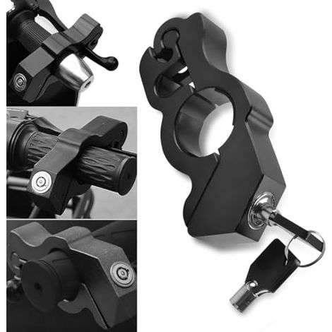 Fogfar 1 verrou de rechange pour moto, antivol réglable pour guidon de vélo, levier de frein de voiture, accessoires de verrouillage d'accélérateur, universel pour la plupart des motos, VTT (noir) (1/5)