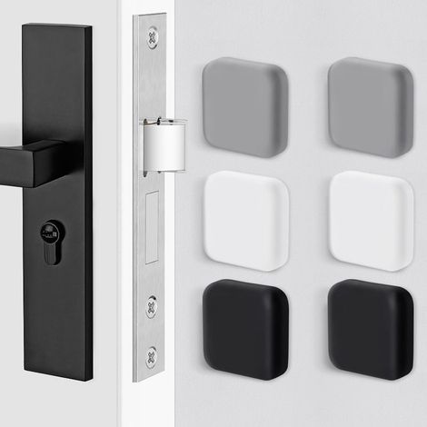 Butoir de porte mural grand 6 pièces tampon de porte autocollant en caoutchouc blanc/noir/gris 45mm×45mm tampon de poignée de porte tampon mural pour poignées de porte contre butée de porte