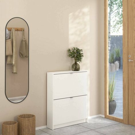 Dmora - Scarpiera Turchese, Mobile portascarpe, Armadio da ingresso multiuso, Mobiletto per calzature, 70x17 h85 cm, Bianco (1/5)