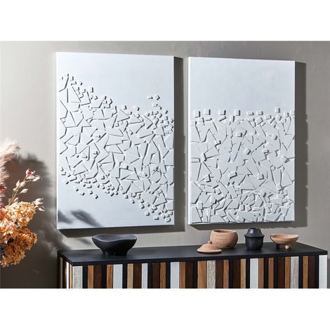 Abstrakte geometrische Ölrelief-Figur, 70 x 100 cm, 2er-Set, 70 x 3 x 100 cm (1/3)