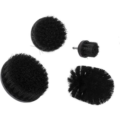 Set mit 4 Bohrbürsten für kraftvolle Reinigung, Bohrmaschinenzubehör für Auto, LKW, Motorrad, schwarz. (1/5)