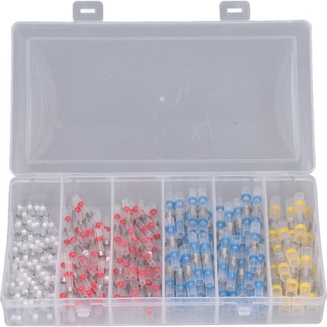 150 pièces Connecteur de fil thermorétractable Borne à sertir bout à bout Kit d'ensemble isolé étanche,DUBUNS