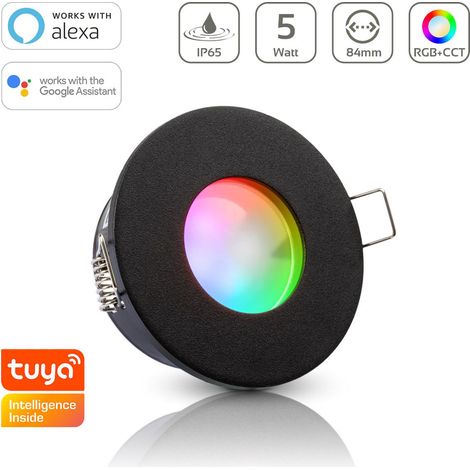 Einbauspot IP65 rund - Farbe: Schwarz - LED Leuchtmittel: GU10 5W RGB+CCT Smart (1/5)