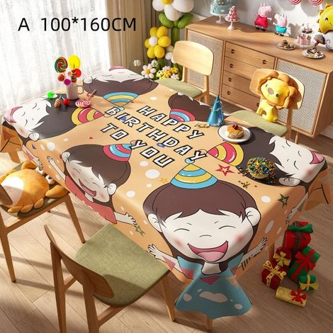 1 pièce Nappe jetable anniversaire, motif Happy Birthday, décoration fête enfant, 100x160 cm, usage intérieur