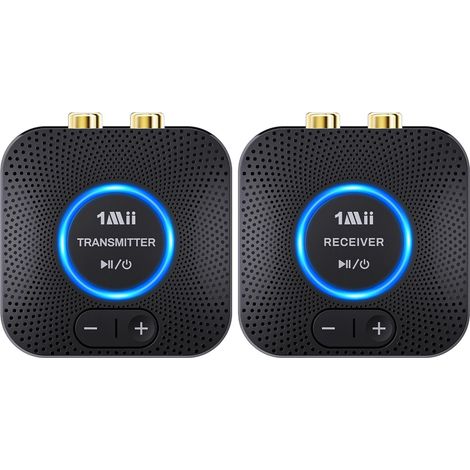 2.4GHz (1 TX + 1 RX), Emetteur Récepteur Audio sans Fil Transmetteur pour TV/ PC vers Chaîne Hi-FI, Contrôle du volume, Faible Latence pour Amplificateur/ Home Cinéma, RCA et 3,5mm AUX In/Out (1/5)